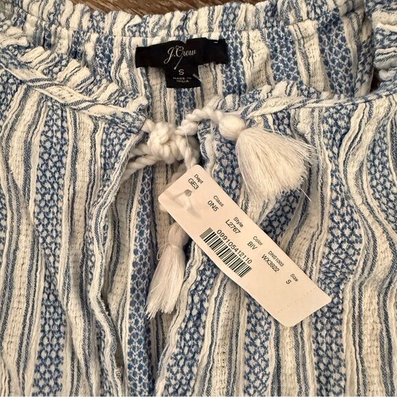 J. Crew Striped Textured Cotton High Neck Midi Dress - Picture 4 of 6